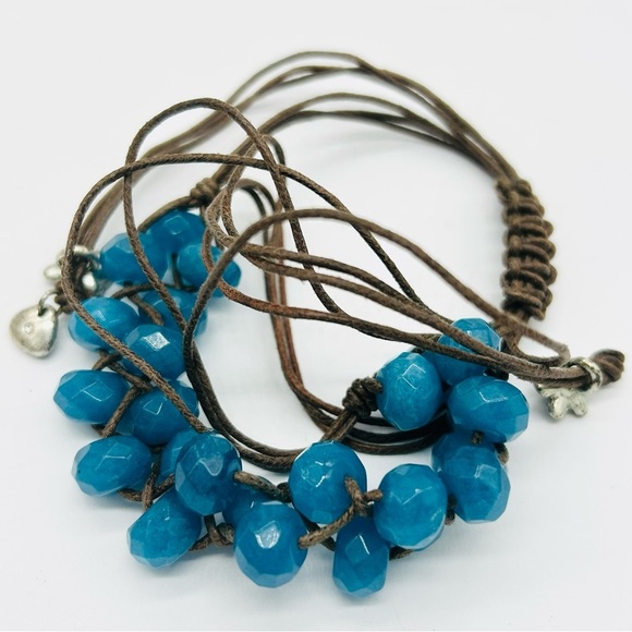 Fossil Blue Beaded Leather Slide Necklace - Picture 2 of 3
